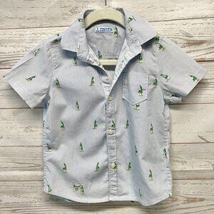 Mayoral pin stripe sailboat short sleeve shirt